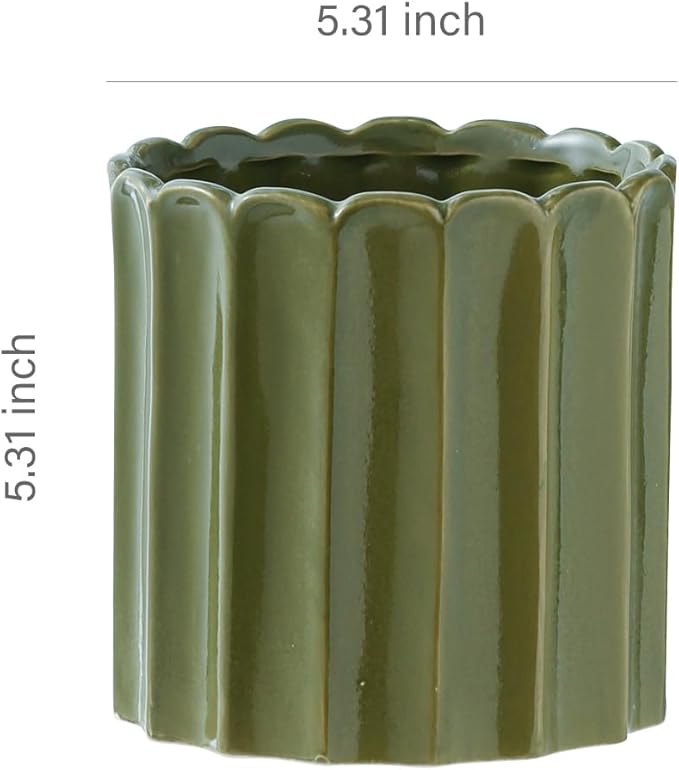 Utensil Holder, Utensil Crock Rustic 5.5 Inch Ceramic Utensil Crock for Countertop, Vintage Green Kitchen Counter Decor Heavy Large Holder for Spatulas, Spoons