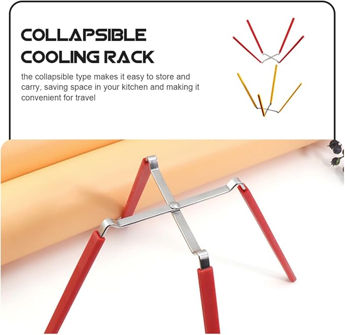 2pcs Stable Inverted Cake Cooling Rack Collapsible Stainless Steel Chiffon Cake Rack Stand