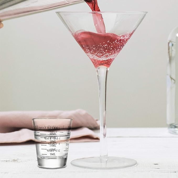 Beautyflier Shot Glasses Measuring cup Liquid Heavy Glass Wine Glass Espresso Shot Glass 26-Incremental Measurement 1oz, 6 Tsp, 2 Tbs, 30ml