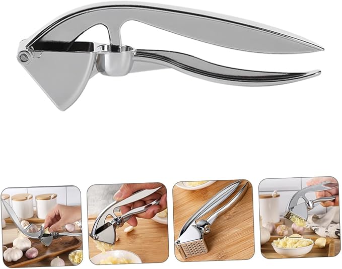 KICHOUSE Stainless Steel Garlic Press Squeezer Mincer Tool Manual Garlic Masher Kitchen Essential