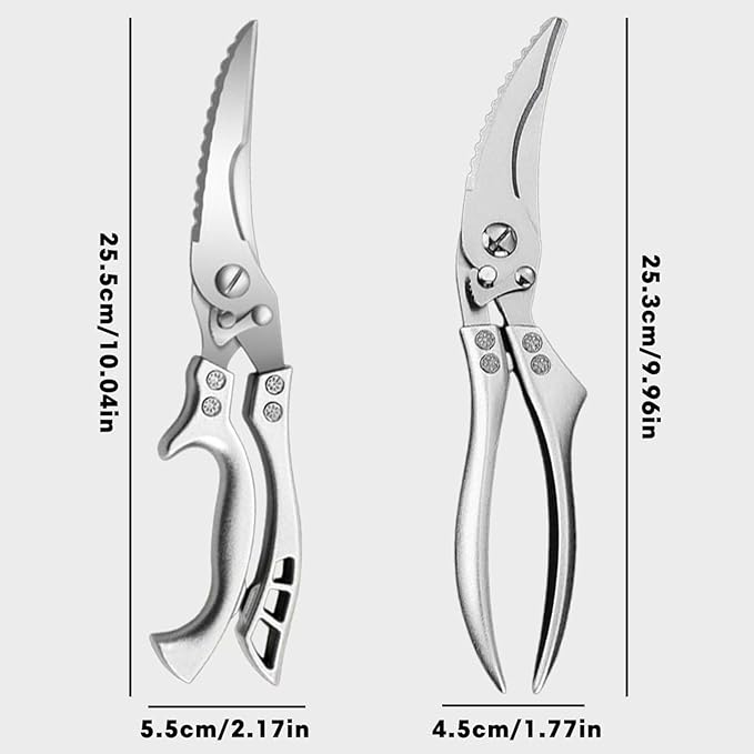 Upgrade Stainless Steel Bone-Cut Kitchen Scissors, Heavy Duty Kitchen Scissors, Professional Poultry Shears with Spring Loaded Handle for Bone, Meat, Chicken, Fish, Turkey, Vegetables (#A)