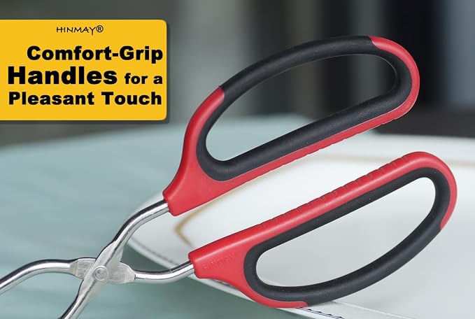 HINMAY 13-Inch Stainless Steel Scissor Tongs with Comfort-Grip Handle