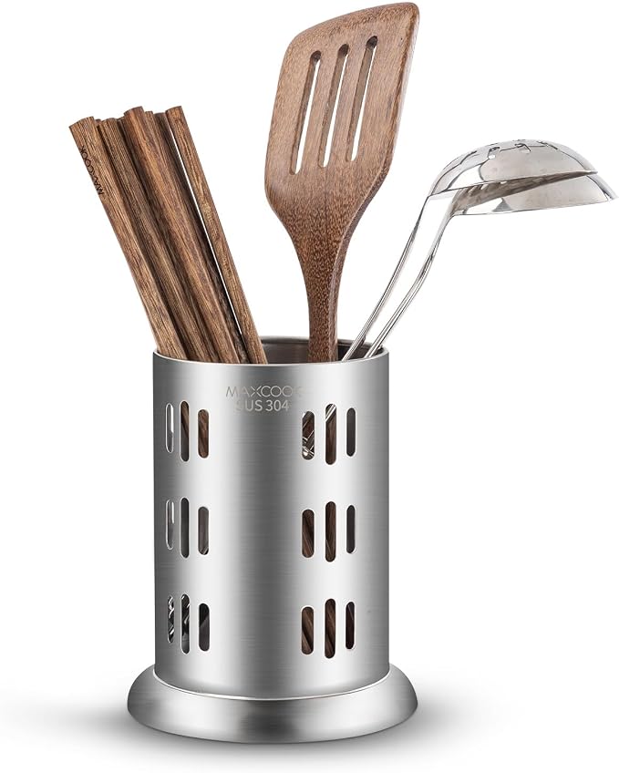 Stainless Steel Chopstick Holder, 18/8 Stainless Steel Utensil Holder for Countertop, Round Drain Holes