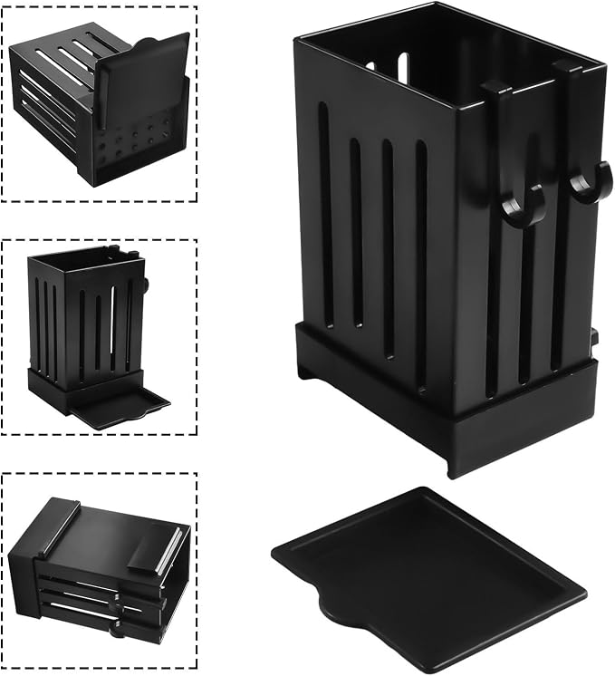 Wall Mounted Kitchen Cutlery Holder 4.7x3.3x2.4 Inch with Drip Tray Utensil Drying Rack Organizer for Spoons Forks Sponges Kitchen Sink Storage Box with Drain Pan(Black)