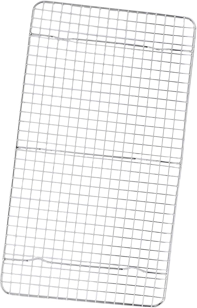 Generic Stainless Steel Cooling Rack, Baking Rack Set with Grid Hollow Design & Stable Support Feet, Dishwasher Safe, Ideal for Oven Cooking, Roasting & Grilling, 18.1x9.8inch (Silver)
