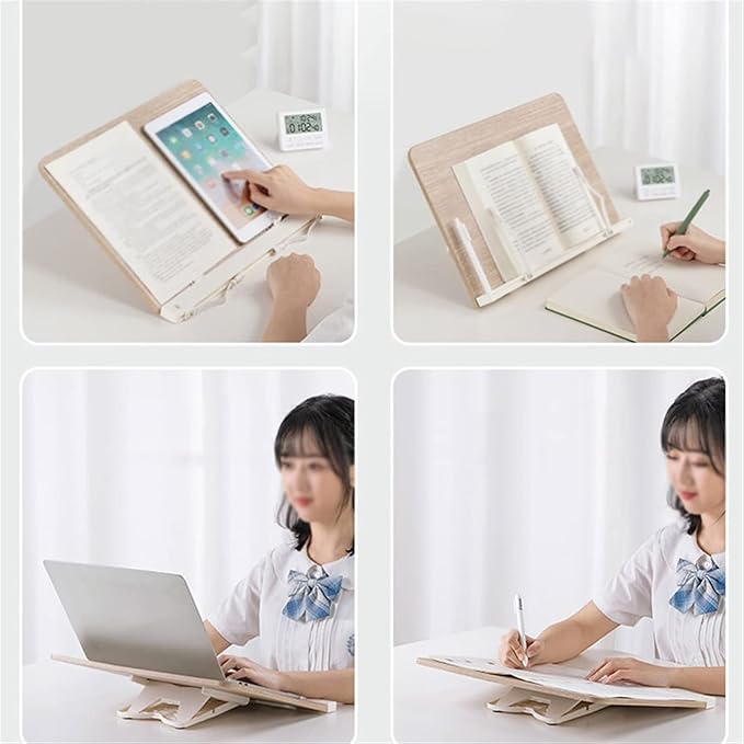 Book Stand Book Holder Tray Wooden Book Stand Adjustable Desktop Simple Reading Stand Convenient and Practical Music Score Stand Cookbook Stand for Kitchen (Size : S)