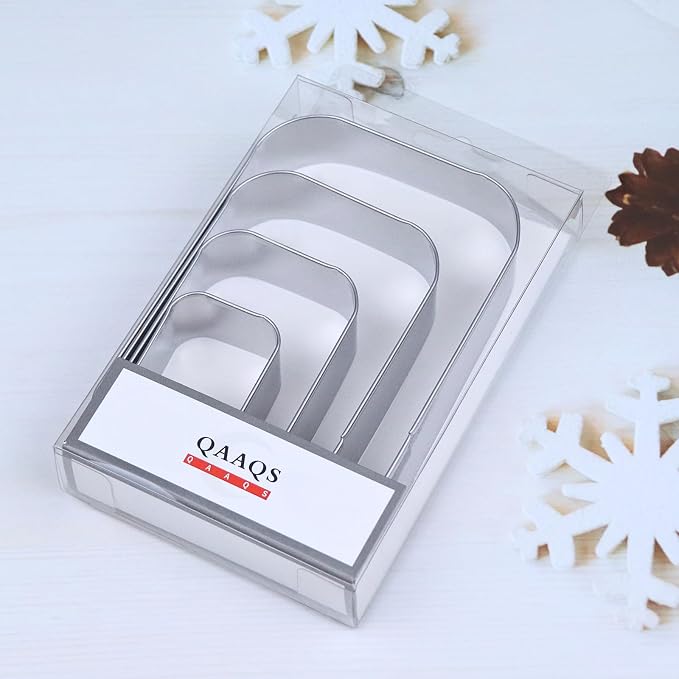Rounded Rectangle Plaque Cookie Cutter Geometric Set for Baking - 5 Inch, 4 Inch, 3 Inch, 2 Inch - Geometric Frame Plaque Cookie Cutters Shapes Molds - Stainless Steel