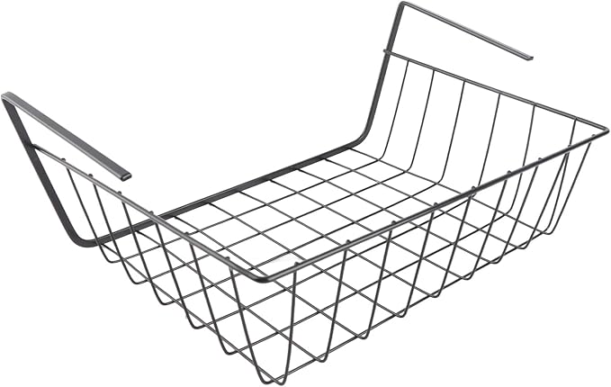 Under Shelf Basket, Metal Under Shelf Storage Hanging Wire Basket Shelves Desk Bookshelf Pantry Organizers for Kitchen Office Laundry Room Space Saving Multipurpose (M)