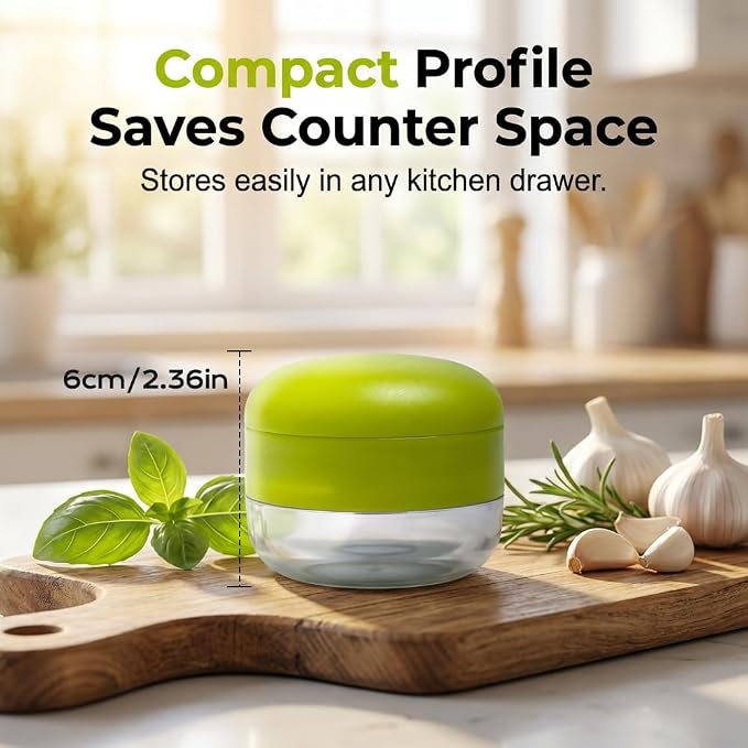 Mini Garlic Chopper & Press with Container, Manual Garlic Mincer Dicer, 3PCS