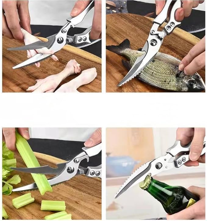 Heavy Duty Stainless Steel Kitchen Scissors, Professional Cooking and Poultry Shears for Bones, Turkey, Meat, Fish and Vegetables, 1-Pack