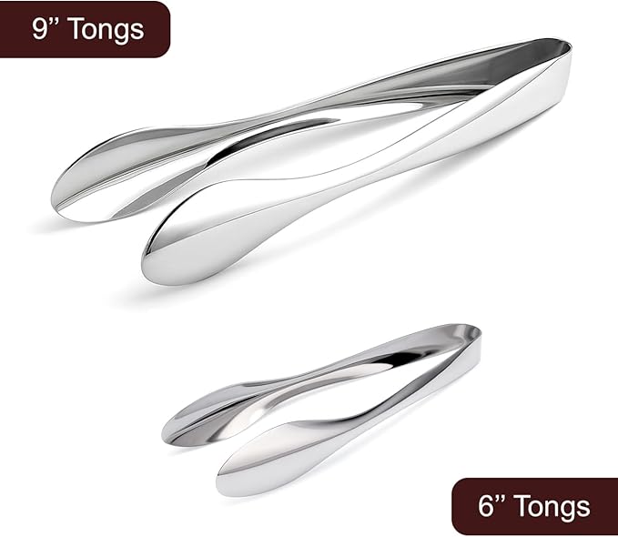 Premium Stainless Steel Serving Tongs (9'' Large)