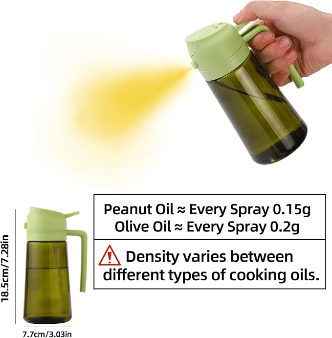 Aovdy 16oz/470ml Olive Oil Dispenser Bottle for Kitchen Gadgets and Air Fryer Accessories - Olive Oil Sprayer for Cooking - Light-Blocking Dark Green