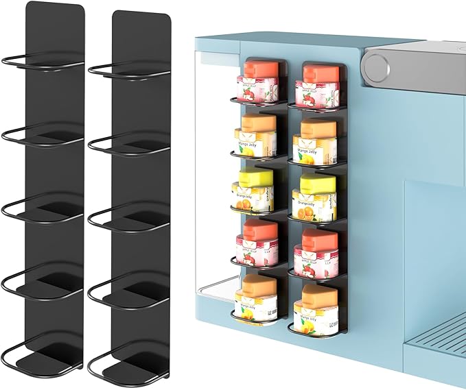 NiHome 2-Pack Metal Racks for Ninja Thirsti Drops, Easy Access Space-Saving Pod Organizer with Independent Compartments, Durable Iron Construction with Strong Nano Adhesive for Wall Mounting (Black)