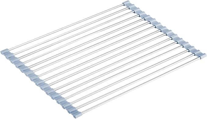 Seropy Roll Up Dish Drying Rack Over Sink Over The Sink Dish Drying Rack Kitchen Dish Drainer, Folding Dish Rack for Kitchen Sink Counter Stainless Steel Mat Foldable Dish Dryer Racks 17.5" x 13.7"