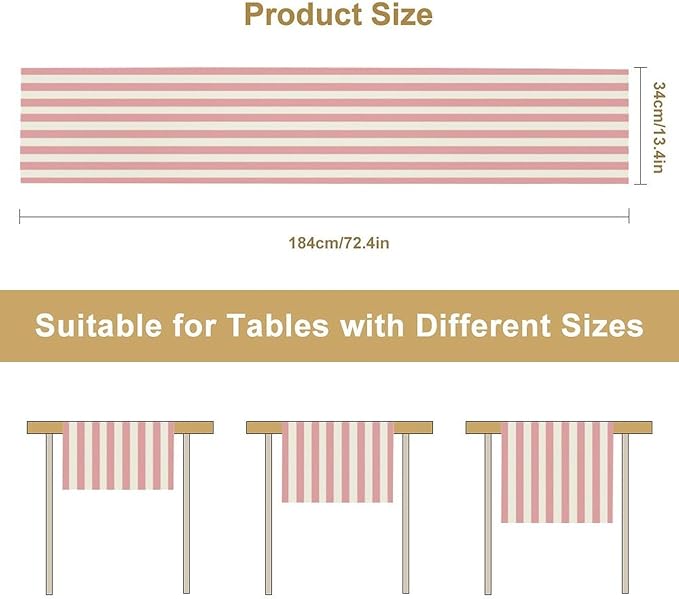 Striped Table Runner,Modern Minimalism Pink Table Runner for Home Kitchen Table Decor Dining Coffee Room Birthday Party Decor 13x60 Inch