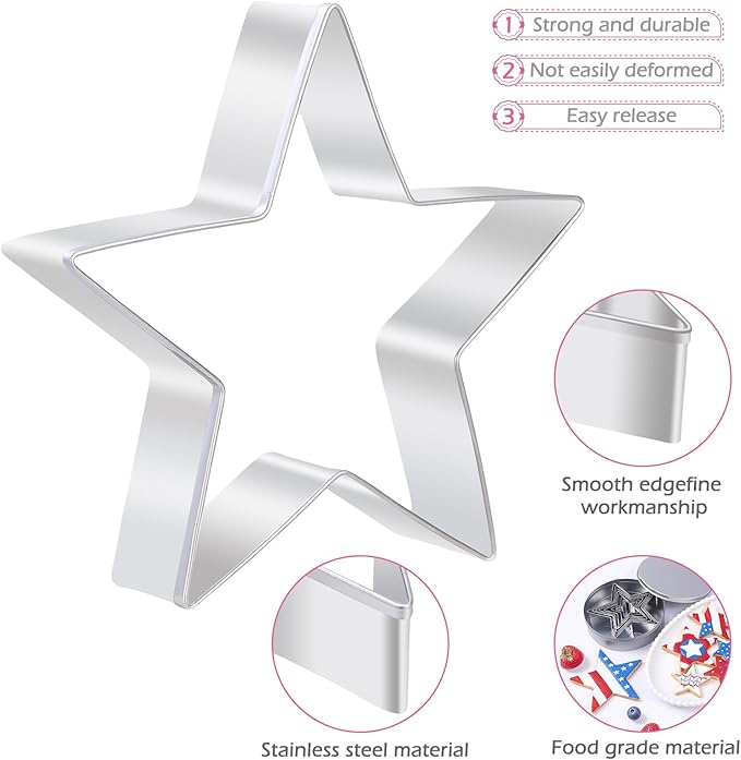 7-Piece Star Cookie Cutter Set with Metal Storage Tin | Stainless Steel Baking Tools for Cookies, Biscuits, Sandwiches | Kids Holiday Party Gift, Food Safe & Dishwasher Safe
