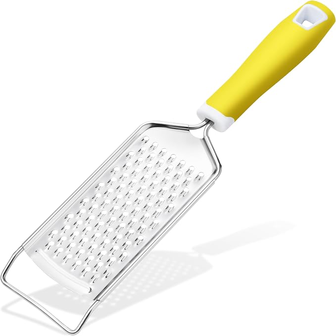 Rainspire Professional Cheese Graters for Kitchen Stainless Steel Handheld, Metal Lemon Zester Grater With Handle For Cheese, Chocolate, Spices, Kitchen Gadgets And Tools, Soft Grip Handle, Yellow