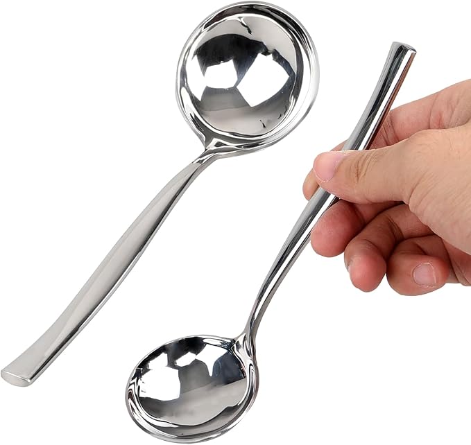 7.6-Inch Small Ladles for Serving Sauce, Stainless Steel Gravy Ladle Soup Spoon, Set of 4
