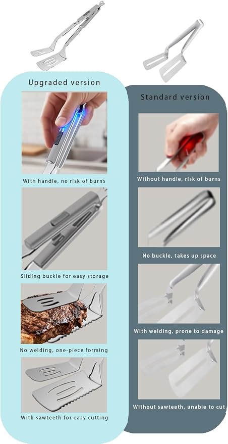 13.5-inch Stainless Steel Tongs for Cooking – Versatile Metal Spatula Tongs for Flipping, Picking Up, Cutting, and Stir-Frying Meats and Other Foods. Kitchen Tongs Durable and Multifunctional.(Red)