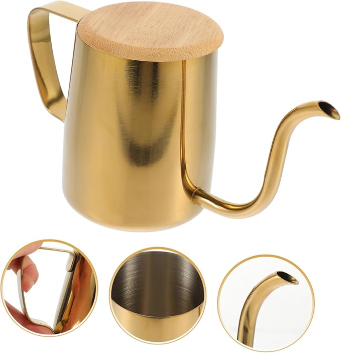 SOLUSTRE Gooseneck Coffee Kettle 8.50Oz Thin Mouth Pot for Brewing Manual Drip Coffee Tea Kettle Compact Stainless Steel Design for Home Office Camping