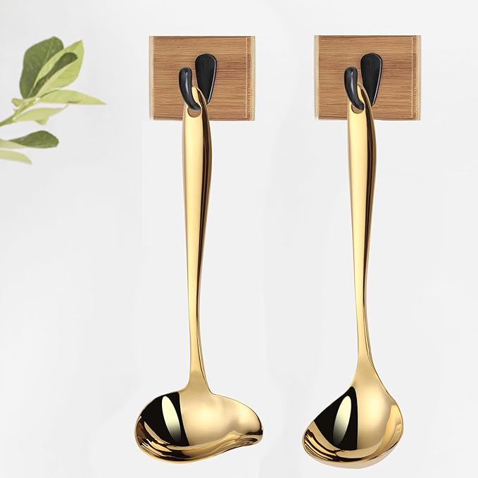 1-Piece Sauce Ladle and 1 Piece Gravy Ladle, 1 Oz., 18/10 Stainless Steel, Gold, Dishwasher Safe