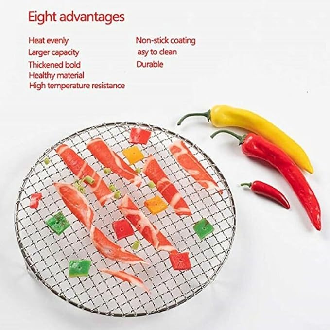 Round Cooling Rack 201 Stainless Steel Wire Oven Grill Sheet, 1.8mm Thick Border with 3 Legs for Baking, Grilling, Steaming, Drying Pies Cakes Pizza, Easy to Clean Silver Kitchen Tool(13cm)