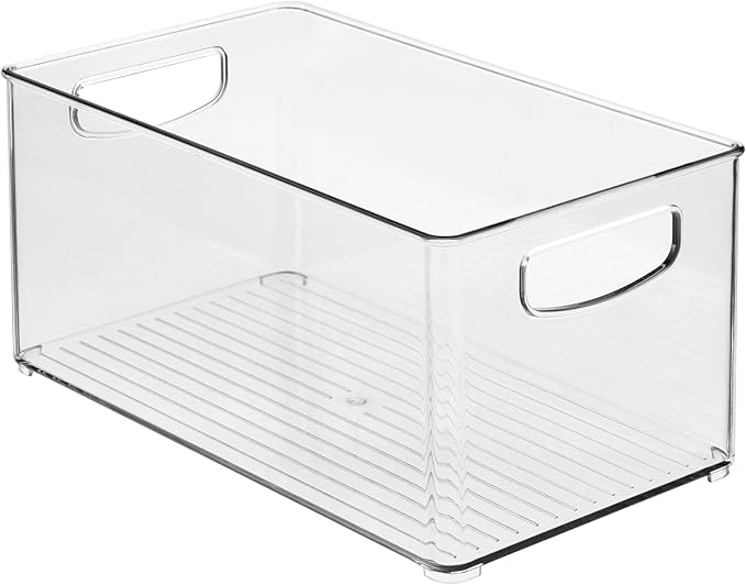 iDesign Clear Plastic Nesting Storage Bins, Set of 4, Space-Saving Organizers for Kitchen or Pantry