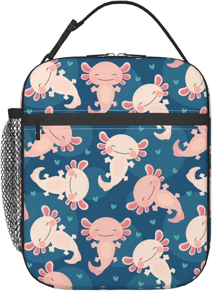 Axolotl Lunch Box Insulated Reusable Lunch Bag Cooler Bag For Women Men Work Picnic Hiking