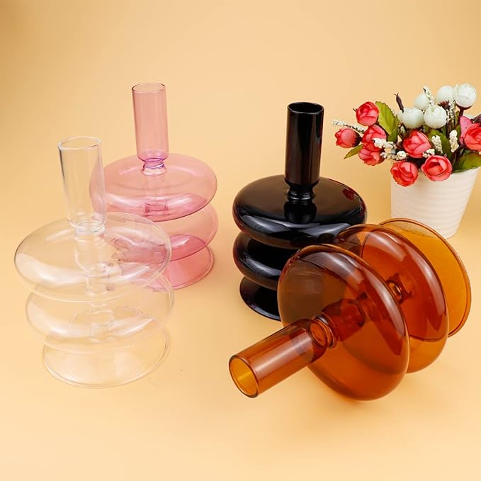 Clear Glass Candle Holders Glass Taper Candle Holder Decorative Glass Candlestick Holders for Dining Table Centerpieces Wedding Church ()