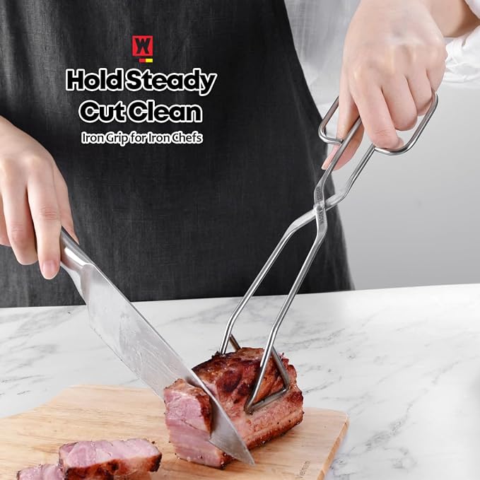 WAGENSTEIGER Scissor Tongs: 9.5 Inch Heavy Duty Stainless Steel Kitchen Tongs Comfortable Ergonomic Grip, Heat Resistant for BBQ and Cooking, Grilling Turning meats, Serving Pasta, Imprinted Grippers