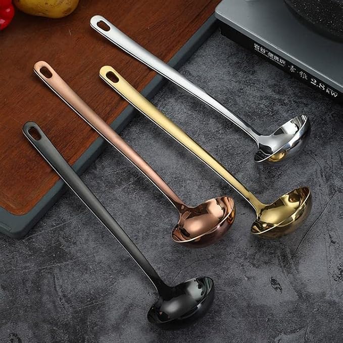 Soup Ladle 2-Pack 2.9 Inches Large Bowl 304 Stainless Steel Spoon Kitchen Server - Black