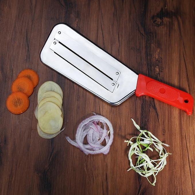2 PACK Cabbage Chopper Shredder Slicing Cutting Sauerkraut Cutter Grater, Two Sharp Stainless Steel Blades for Sauerkraut Coleslaw Mandoline Slicer with Silicone Finger Grips Peeler