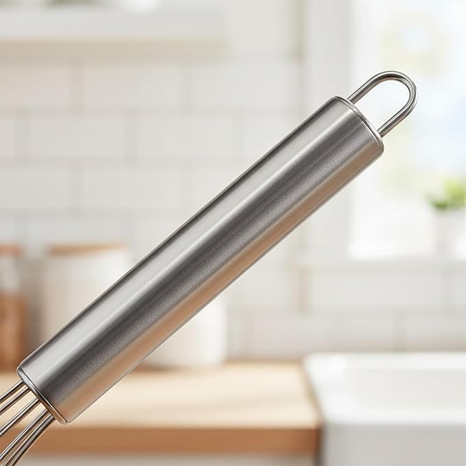 10-Inch Stainless Steel Balloon Whisk – Wire Whip for Cooking, Baking, Blending & Beating – Ergonomic Kitchen Utensil for Eggs, Sauces, Gravy & Batter – Dishwasher Safe & Rust Resistant