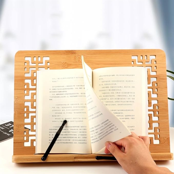 Book Stand Book Holder Tray Simple Book Holder Wooden Bookstand Multi-Functional Book Holder Height Adjustable Cookbook Stand for Kitchen (Size : L)