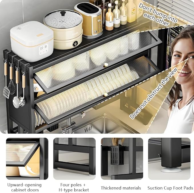 Over Sink Dish Drying Rack, Iron Over The Sink Dish Rack, Over Sink Rack, for Dishes, Glasses, Bowls, Cutlery White 29.52in