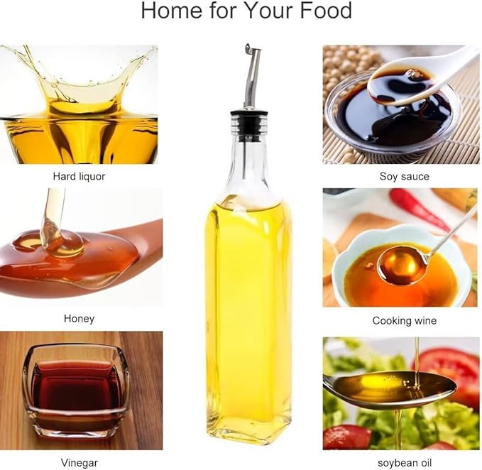 Salzesfalls 8 Pack 17oz Olive Oil Dispenser Bottle,Oil Dispenser for Kitchen, Cooking Oil Dispenser,Vinegar Cruet Bottle with Pourers