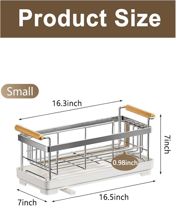 Stainless Steel Dish Drying Rack,304 Grade Rustproof Dish Rack for Kitchen Counter with Drain Board & Detachable Holder (Small:16.5 * 7 * 7inch)