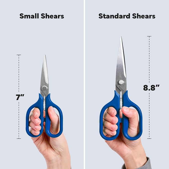 Misen Heavy Duty Kitchen Shears - Comfortable Ambidextrous Scissors for Meat, Poultry, Herbs & More - Easy to Clean - German Stainless Steel - Small | Blue