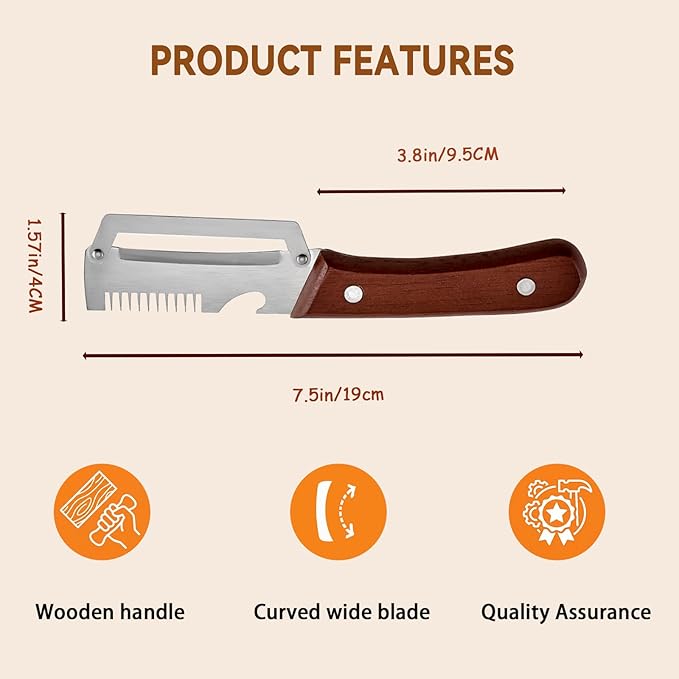 Multi-Functional Vegetable Peeler for Kitchen with Wooden Handle and Bottle Opener, 3 in 1 Stainless Steel Green Onion Slicer Kitchen Tool for Fruit Potato Pumpkin Apple carrot Papaya, Non-Slip Handle