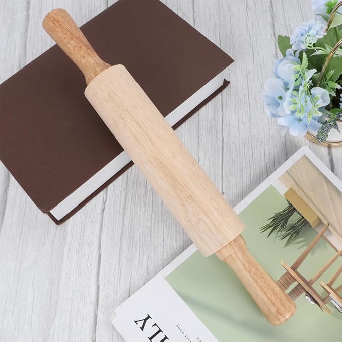 PRETYZOOM Wooden Rolling Pin 10.82In Dough Pastry Roller for Fondant Cake Noodle Baking Kitchen Supplies Small Size for Home and Professional Use