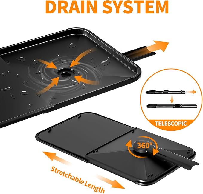Extendable Dish Rack - a Rust-Resistant Dish Rack Suitable for Kitchen countertops, Featuring Adjustable Support Legs, a Cutlery Rack, and a Removable Drain Tray.