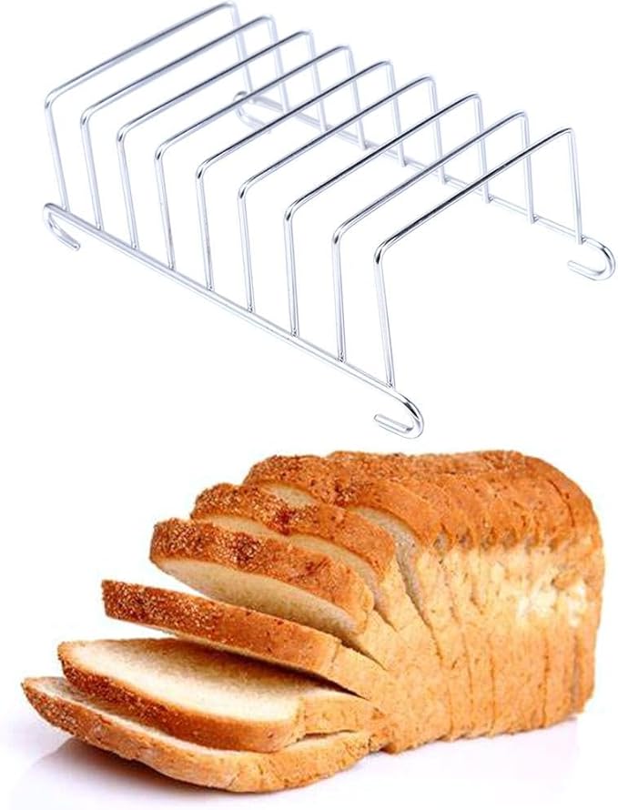 Toast Bread Rack Holder, Stainless Steel 8 Slice Holes Toast Bread Rack, Rectangle Pancake Holder Kitchen Organizer Bakeware Cooling Racks