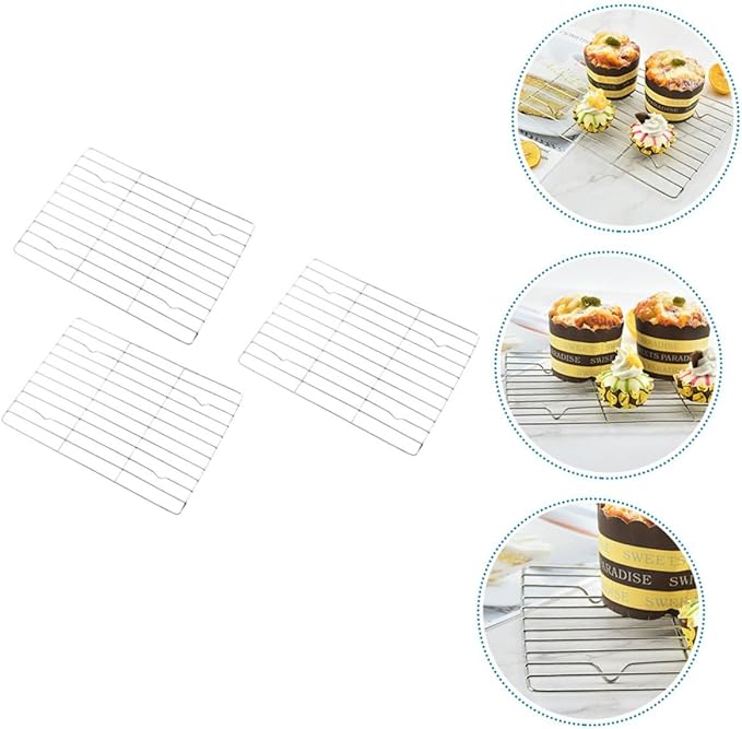 3pcs Nonstick Baking Cooling Rack Set Small Size Stainless Steel Cake and Pastry Cooler Shelves for Home Bakers