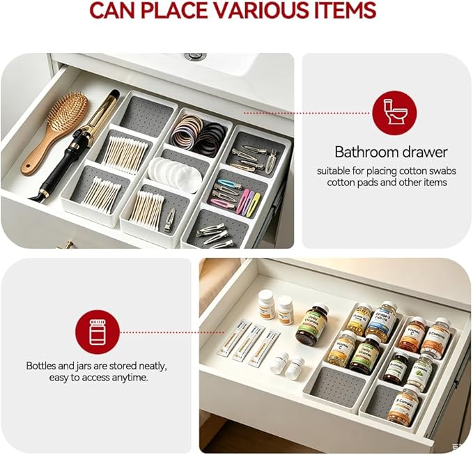 Spice Drawer Organizer,8 Pack,3 Tier Non-Slip Silicone Seasoning Jar Drawer Insert,Spice Rack Organization for Drawer,Kitchen Spice Rack Tray for Cabinet Countertop Makeup Storage