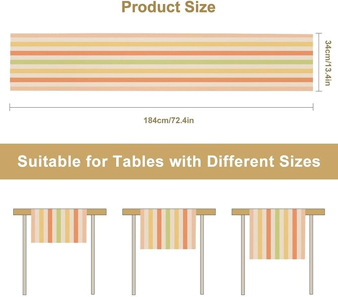 Striped Table Runner,Modern Minimalism Yellow Pink Green Table Runner for Home Kitchen Table Decor Dining Coffee Room Birthday Party Decor 13x72 Inch