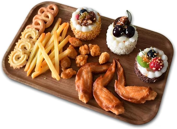Wooden Server Trays,Acacia Wood Plate,Rectangular Dessert Platter for Cookie,Beef,Chicken,Dessert, Party, Food,Snack Appetizer, Kitchen Platter,Plates,Cheese Board (1)