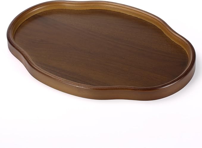 Bamboo Wood Serving Tray, 14.57 Inch Irregular Decorative Serving Trays Platters for Home,Party,Coffee Table,Dining Table & Countertop