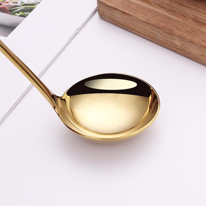1-Piece Sauce Ladle and 1-Piece Gravy Ladle, 18/10 Stainless Steel, Dishwasher Safe(Gold)