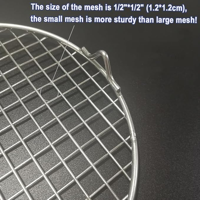 Round Barbecue Grids with Legs Dia 13.8" Straight Wire Footed Steaming 304 Stainless Steel Cooling Rack Multi-Purpose Grill Rack for Airfryer Instant Pot/Pressure Cooker (350mm/13.8")