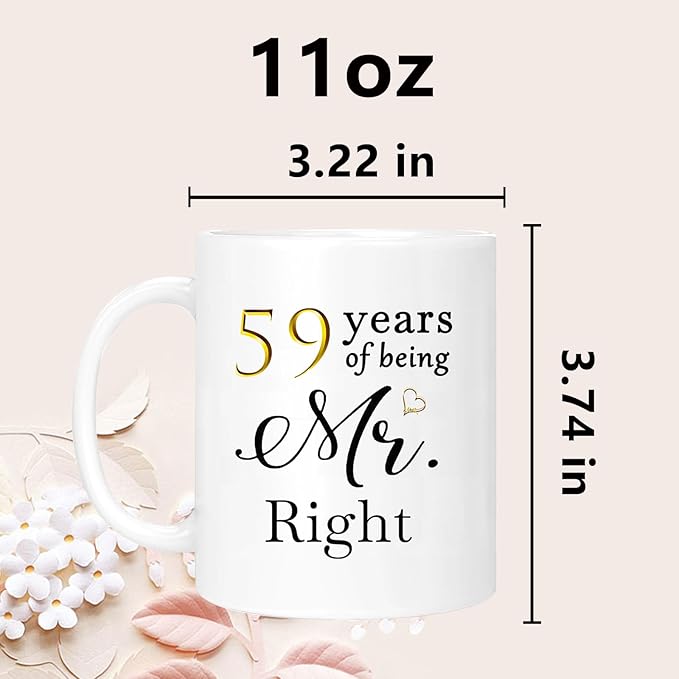59th Anniversary Coffee Mugs Set of 2, 59 Year Anniversary Wedding Gifts Decorations for Couple Parents Grandparents Men Women Husband Wife Him Her, Gift Box Packaging, 11oz